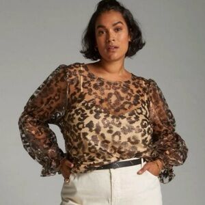 Anthropologie Eva Franco Sheer Leopard Top